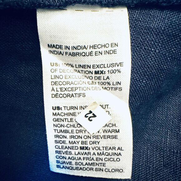 Chico's Embellished Linen Dress Dark Navy 3/4 Sleeves Knee Length Size 0 (US 4) - Picture 9 of 10